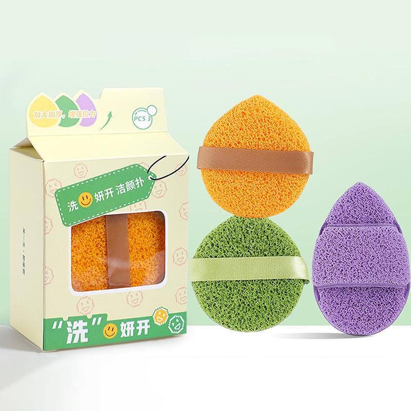 3Pcs Soft Skin-Friendly Face Cleansing Puffs Fast Foaming Deep Clean Hygienic Facial Washing Sponges Facial Skin Care Tool
