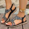 Fashion Bohemia Gold Glitter Flower Decoration Sandals Cross Strap Low Heels Sandals Women 2025 Summer Casual Ankle Strap Beach Shoes