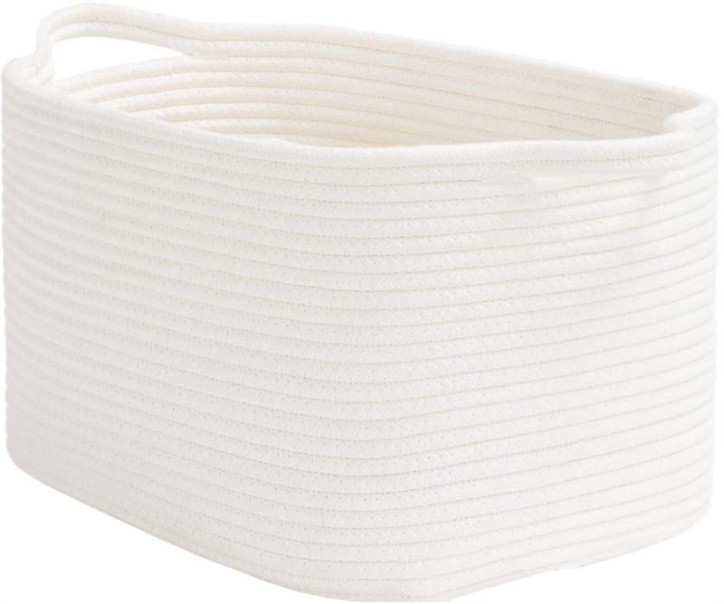 Laundry Basket Woven Cotton Storage Organizing Bin with  Handles for Desk Organization, Small Basket for Keys Makeups Toys
