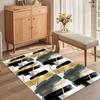 White Gold Abstract Brushstroke Area Rug for Living Room Bedroom Modern Luxe Eco-Friendly Home Decor Non Slip Washable Floor Mat
