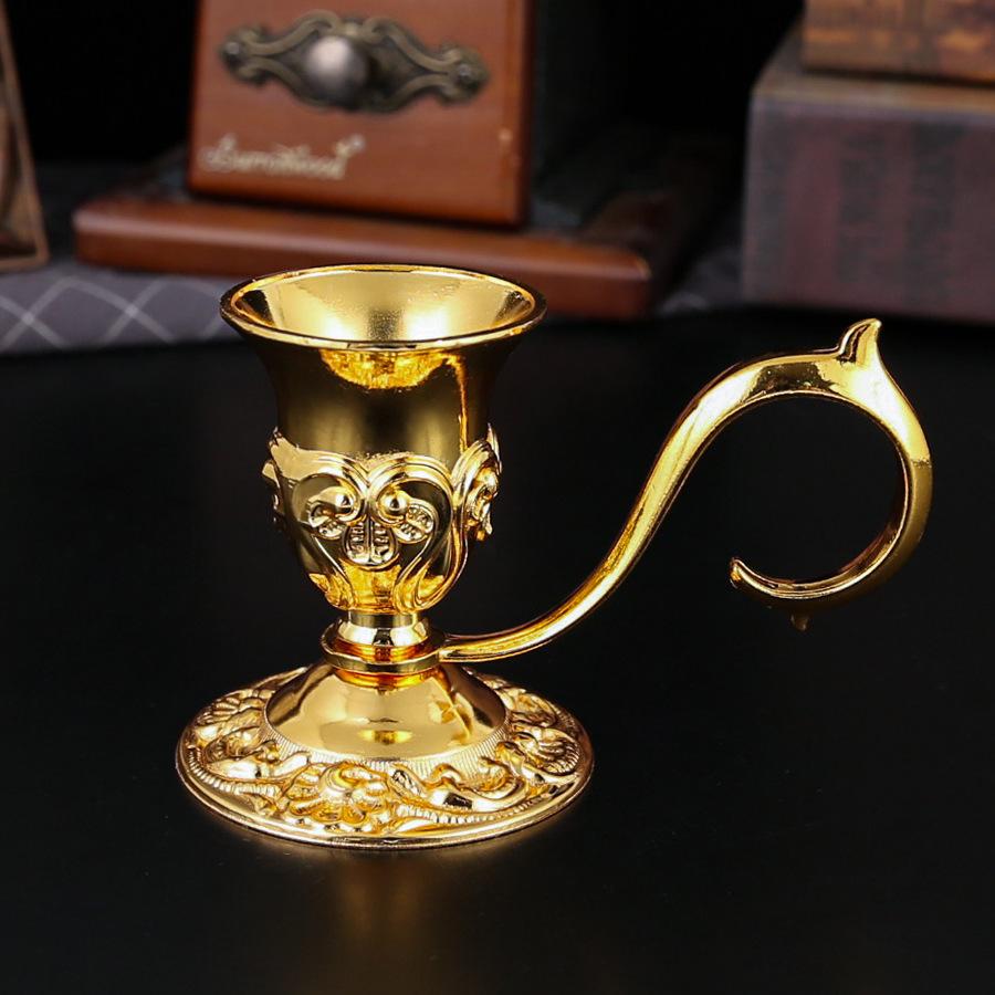 

European Retro Handle Candle Holder Candle Holder Household Living Room Romantic Candlelight Dinner Simple Ornament Metal Craftsmanship