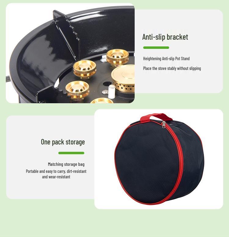 Nine-Head Portable Outdoor Gas Stove for Camping and Picnics