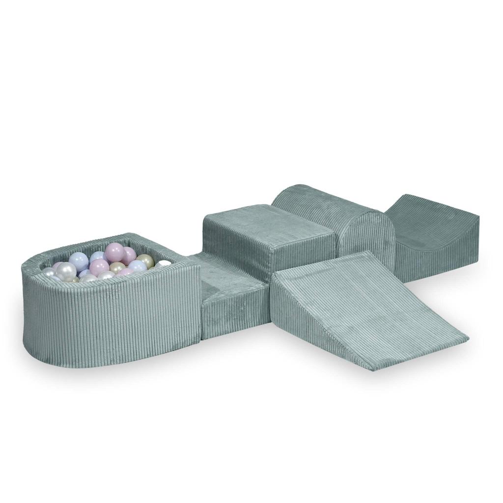 Foam Playground with Hill Corduroy Light Mint 100 Balls: Pearl, Light Gold, Light Pink Pearl, Light Blue Pearl