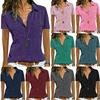 Women V Neck Short Sleeve Shirt Blouse Ladies Summer Tshirt Tops Tee Size Plus