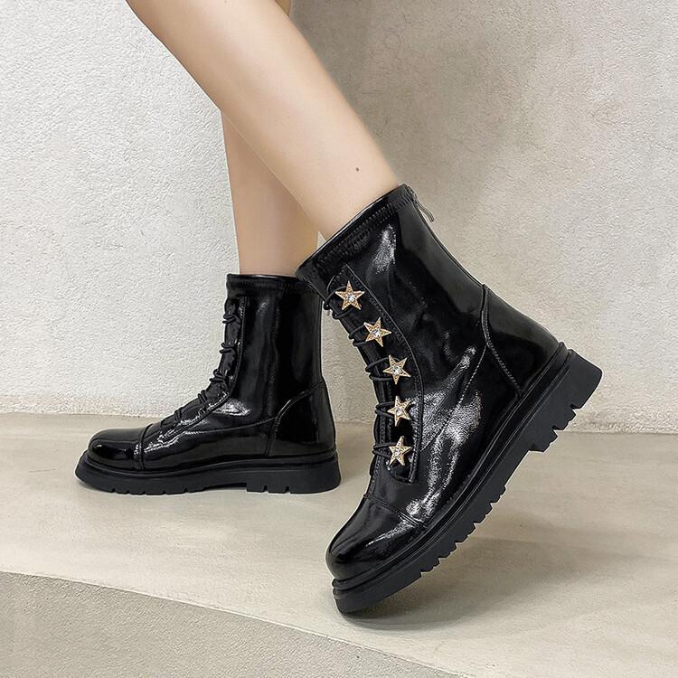 Letter girls leather boots children's boots 2025 autumn and winter new middle-aged and older children's girls personality catwalk Martin boots