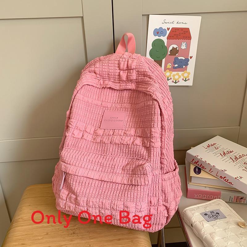Nylon Sweet Style College Backpack With Macaron Colors For Girls And Teens