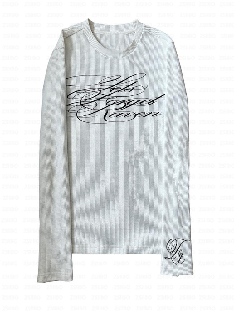 

STREETRICH Эстетичная Субкультура Элегантная Женская Футболка с Принтом Букв, Круглый Вырез, Облегающая, Y2k, Весенняя, Готическая, Spice Girl, High Street, E-girl, Укороченный Топ S белый