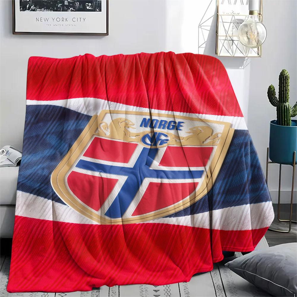 Norway Football Printed Flannel Blanket, Soft Throw for Bedroom Sofa, Washable,soccer Fan Merchandise, Great Gift.