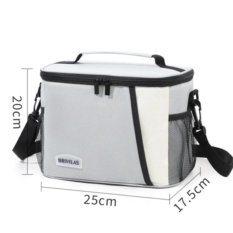 

Портативная сумка-холодильник для пикника, изолированная сумка для ланча, герметичная, с несколькими карманами для офиса, школы, улицы, легкая серый