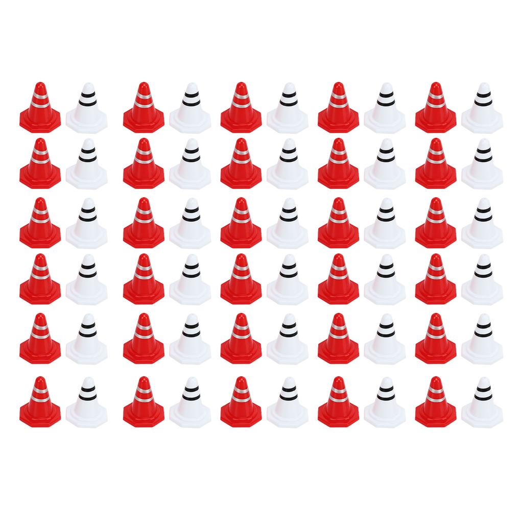 60 Pcs Traffic Cones Toys Red White Mini Traffic Cones Miniature Lifelike Road Block for Soccer Training RC Car Gaming