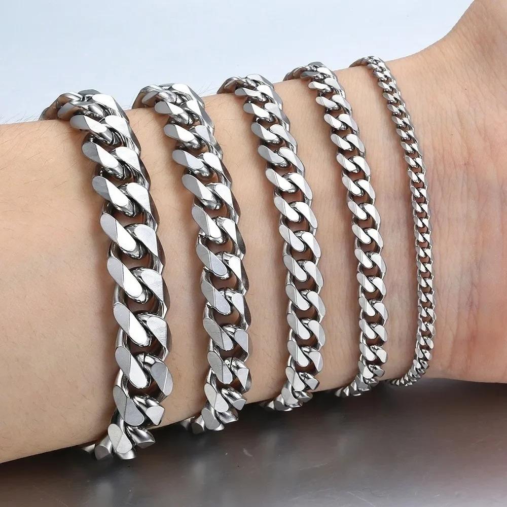 Stainless Steel  Men's Curb Cuban Link Chain Bracelets Jewelry