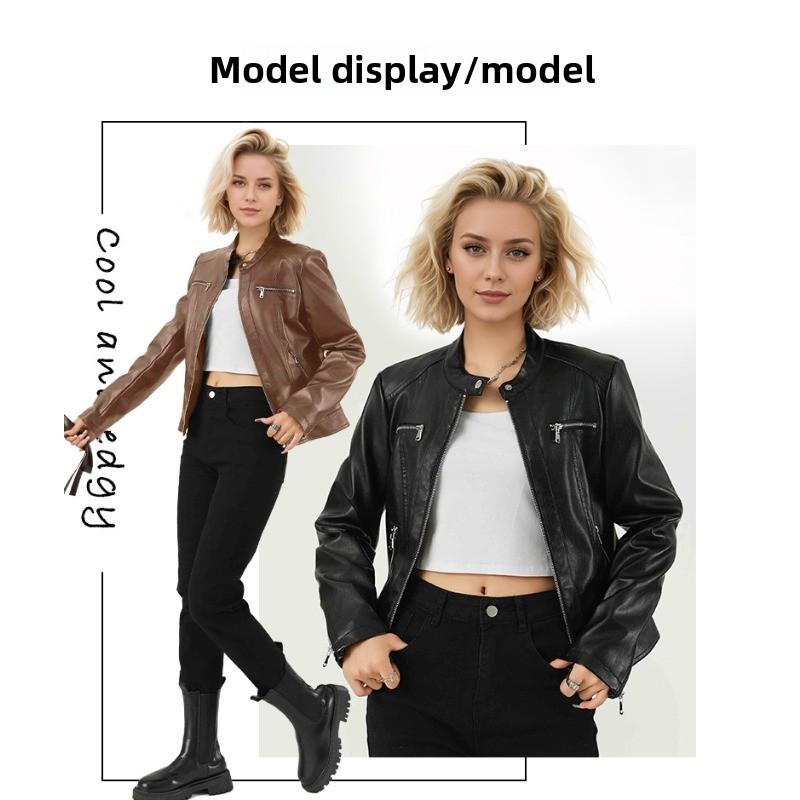 Fashion Women's Jacket Motorcycle Leather Jacket Women's Leather Jacket Slim Fit