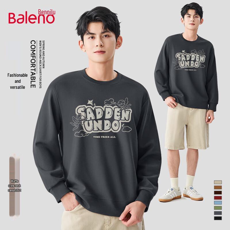 

Baleno Men s Waffle Knit Crew Neck Pullover Sweatshirt with JPB Angel Print 5XL