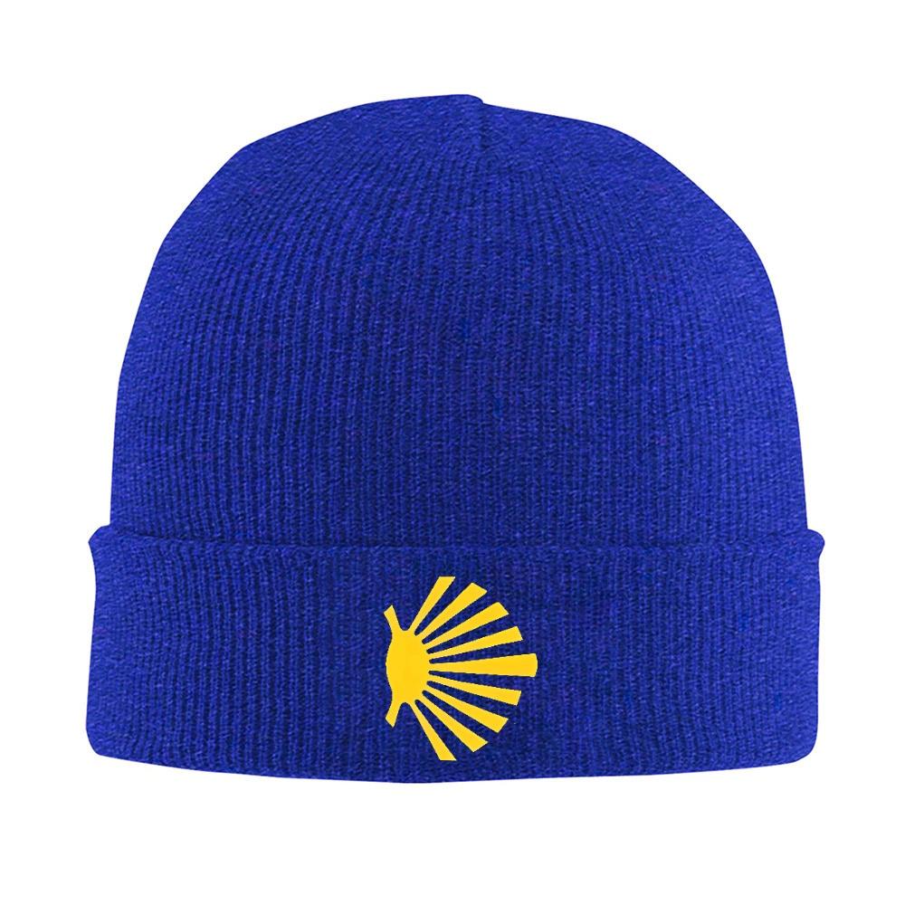 1pc Camino De Santiago Symbol Large Yellow Scallop Shell Warm Knitted Cap Bonnet Hat Autumn Winter Outdoor Beanies Hats Unisex Adul