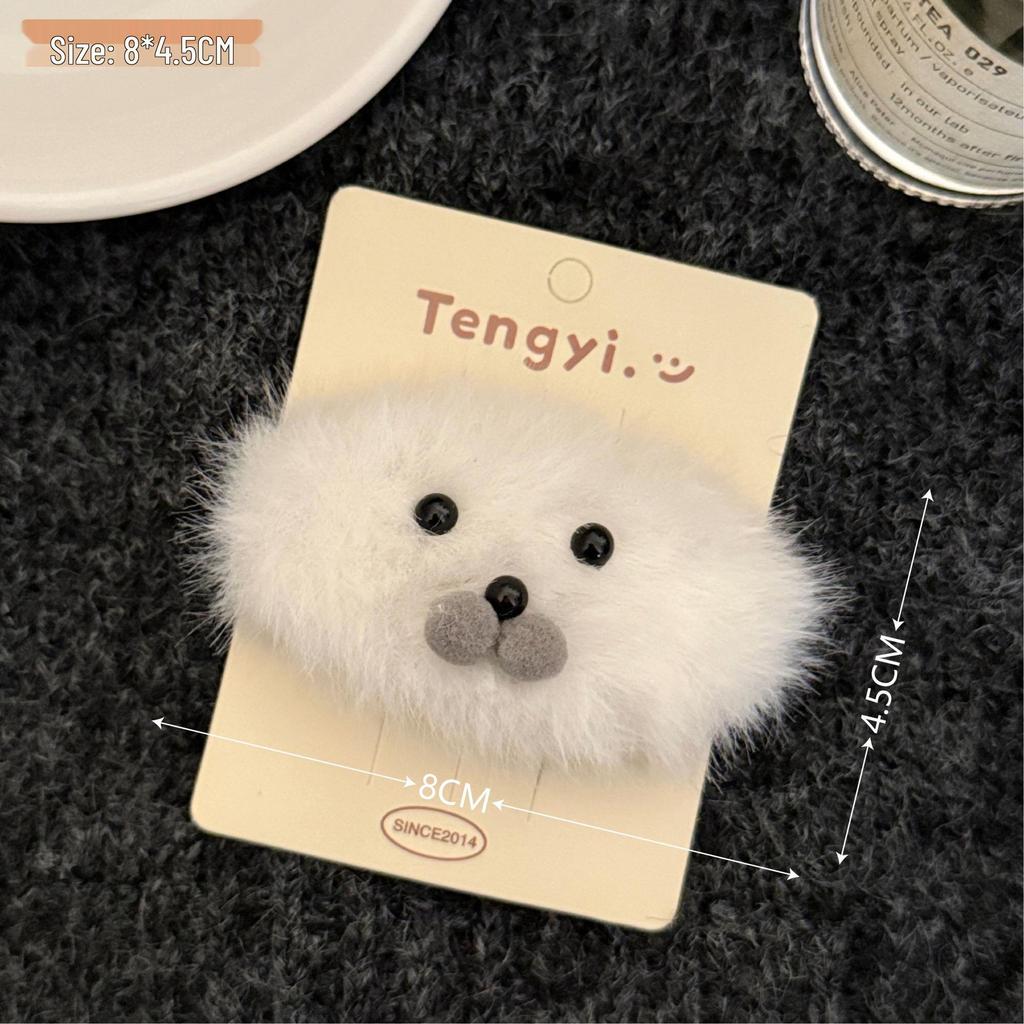 Herbst-Winter Bunte Plüsch-Knopf-Haarspangen: Hochwertige Pony- und Seitenhaarspangen