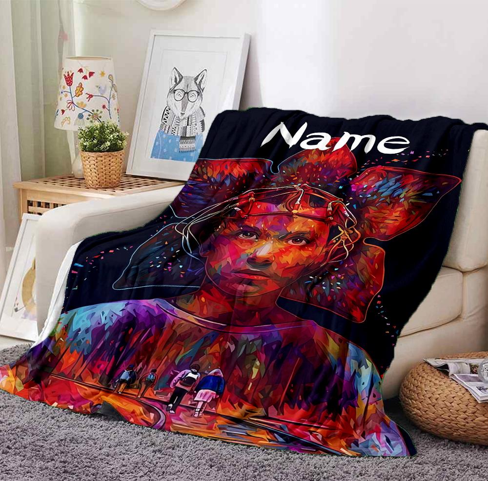 Custom Name Alien Encounter Flannel Blanket Throw Blanket Soft Warm Sofa Bed Decor Unique Gift