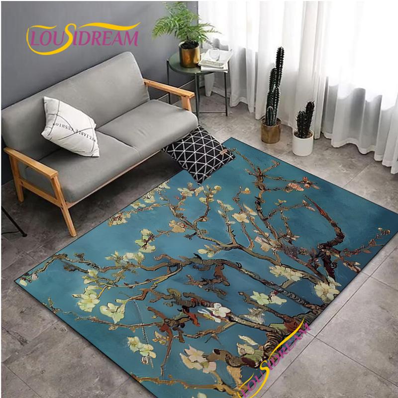 Fashion Van Gogh Art Carpet for Living Room Bedroom Rugs Kitchen Kids Door Un-slip Floor Mats Alfombra Birthday gift Poster Mat