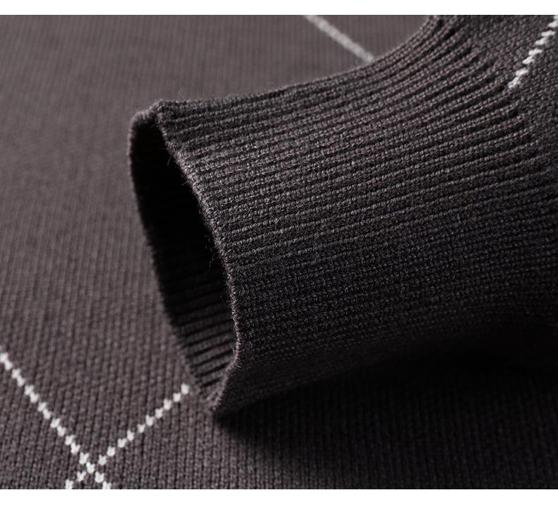 Men's 2025 Autumn/Winter Diamond Jacquard Knit Sweater - Round Neck, Long Sleeve