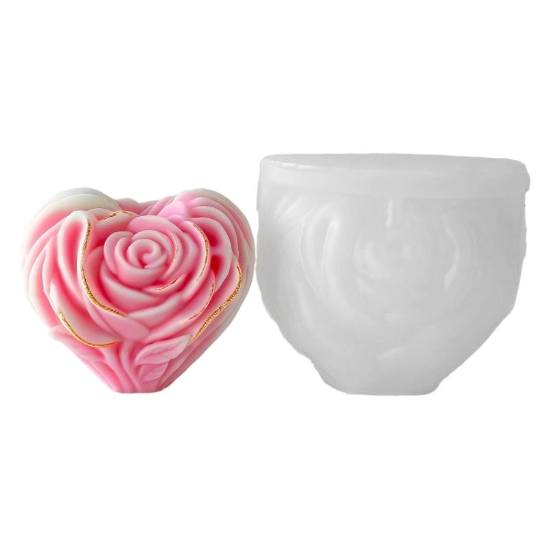 Rose Heart Silicone Candle Molds for Making Candle Soap Home Decoration Multipurpose Silicones Mould for Epoxy Resin