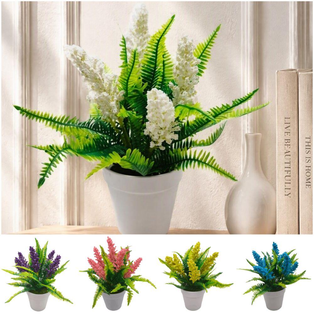 Plastic Artificial Lavender Bonsai Multicolor Artificial Plant Simulation Fern Leaves Office Hotel