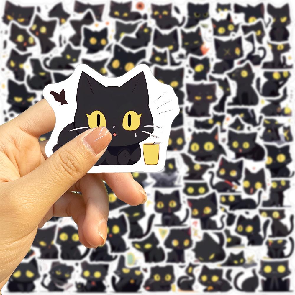 10/30/50/100pcs Cute Anime Little Black Cat Stickers Kawaii Cartoon Sticker Waterproof DIY Laptop Phone Luggage Graffiti Decals