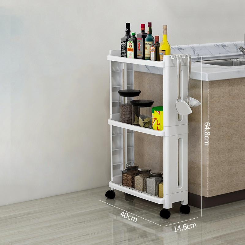 

Кухонная полка для хранения товаров, боковая полка для холодильника, 2/3/4 слоя, съемная с колесиками, органайзер для ванной комнаты, полка с зазором, держатель, новая стойка Narrow-3L-wheels белый