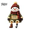 Plush Scarf Santa Decor Christmas Stocking Holder, Mantel Resin Sitting Leg Hook, Winter Holiday Room Festive Character Ornament for Home Fireplace