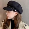 Spring Beret Hat Woman Commutes Octagonal Hat Camping Taking Photo Beret Hat with Metal Fastening for Girlfriend