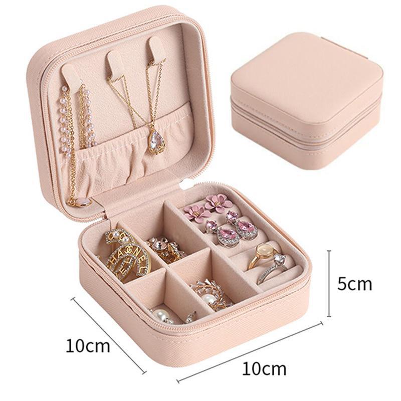 1Pcs Tragbare Schmuck Box Schmuck Organizer Display Reise Schmuck Fall Boxen Taste Leder Lagerung Zipper Jewelers WBL