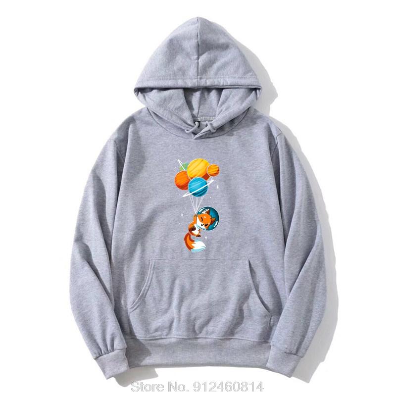 Foxy Astronaut With Helmet In Space Hoodie Anime Clothes Hoody Cotton Graphic Sweatshirt Big Size For Men Harajuku Streetwear