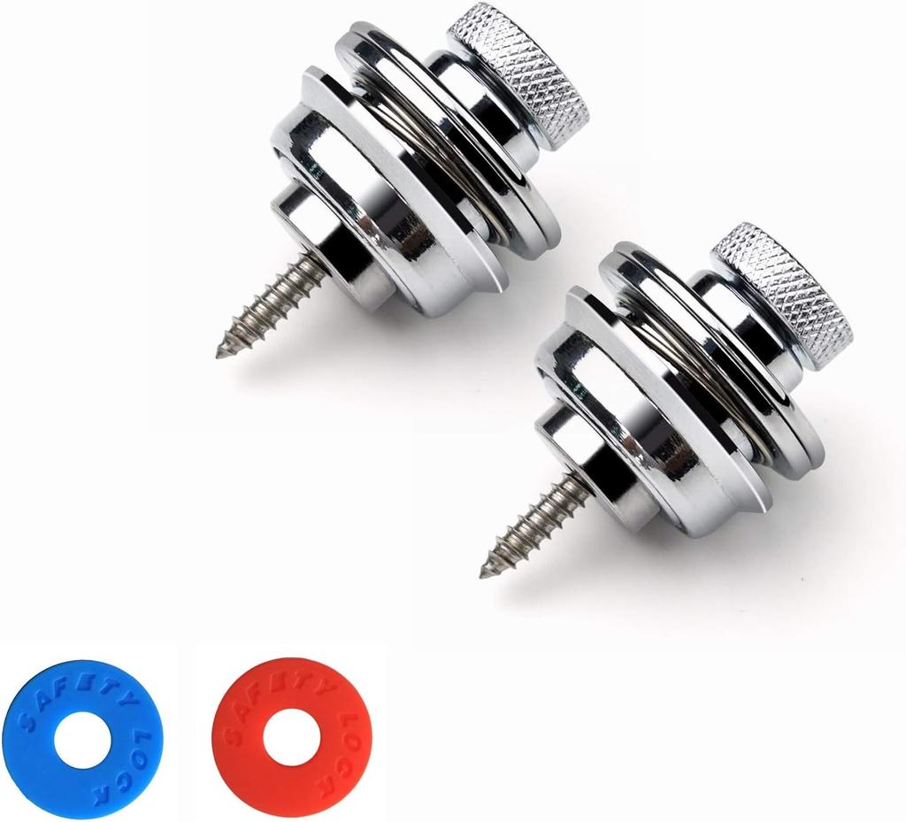 Guitar Strap Locks Flat Round Head Button Straplock with Rubber Block 2/4 PCS