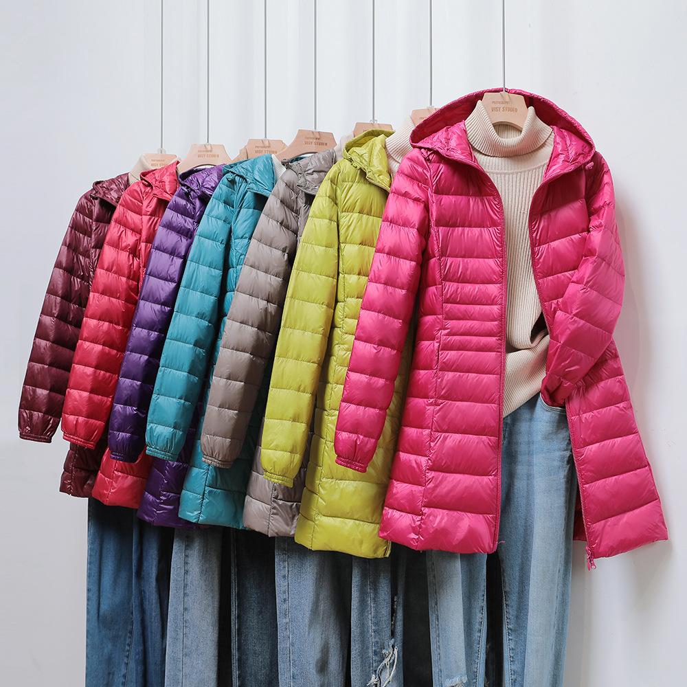 Giacche Piumino da Donna Giacca in Piuma d'Anatra Autunno Inverno Calda Portatile con Cappuccio Giubbotto Antivento Parka
