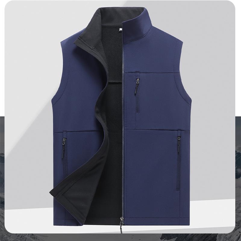 Men's Plus Size Fleece-Lined Soft Shell Sleeveless Vest