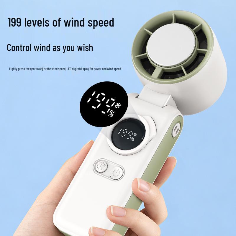 199-Speed Rechargeable USB Handheld Fan: Turbo Ice Cool Compact Electric Mini Fan Purple-Grey