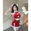 New Sexy Pure Wind Velvet Plush New Year's Day Christmas Split Temperament Short Dress Suit for Women
