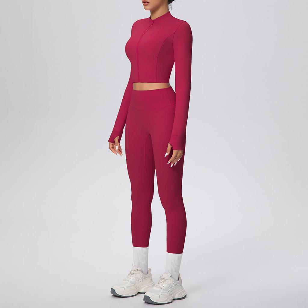 Casual Zipper Jacket & High-Waisted Butt-Lifting Yoga Pants Set