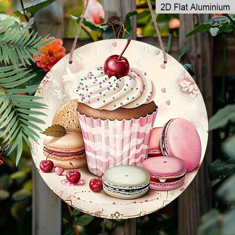 

2D Flat Aluminum 7.87 Inch X 7.87 Inch Cake and Macaron Style Wall Decoration. Suitable for Living Rooms, Kitchens, Bars, Cafes, Clubs, Porches 1pc