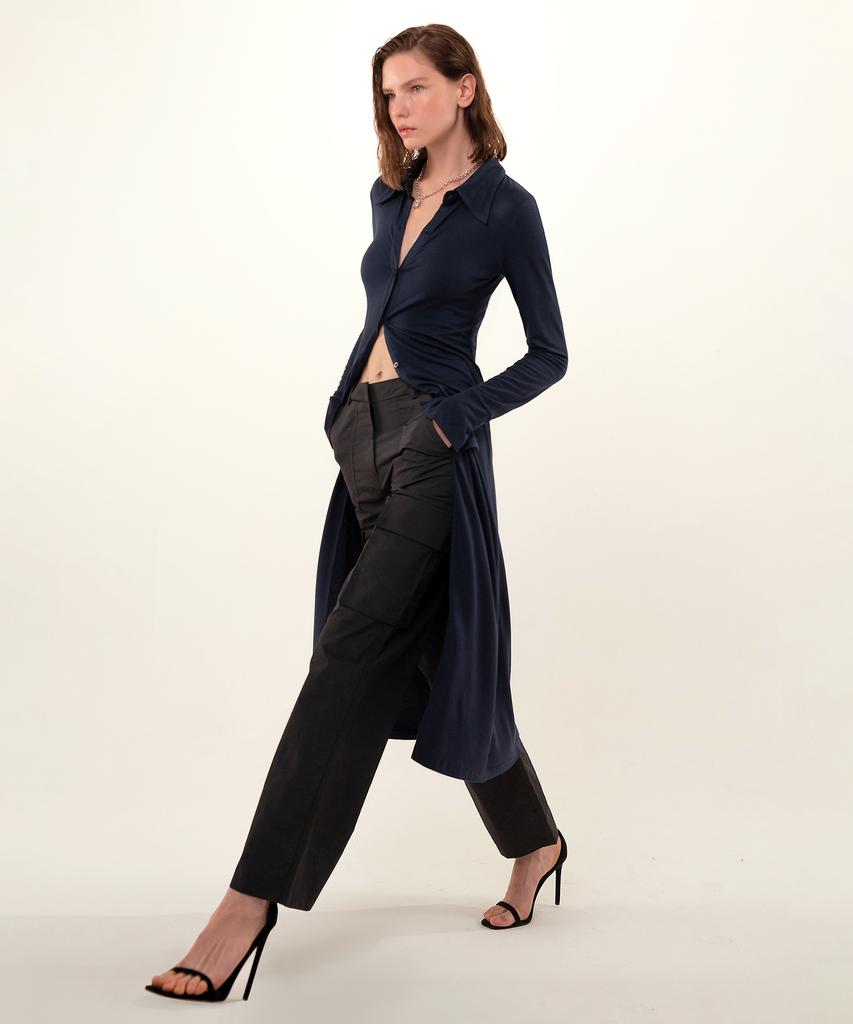 Retour Deux Vingt Quatre Dani Button-Up Midi Dress (Navy)
