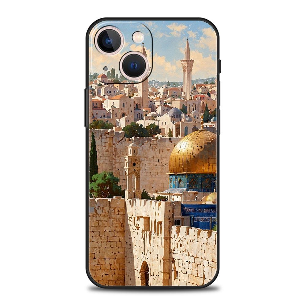 Custodia per Telefono con Edificio di Gerusalemme Per iPhone 16 13 15 14 12 11 Pro MAX XR X SE XS 7 8 Plus Copertura Morbida in TPU