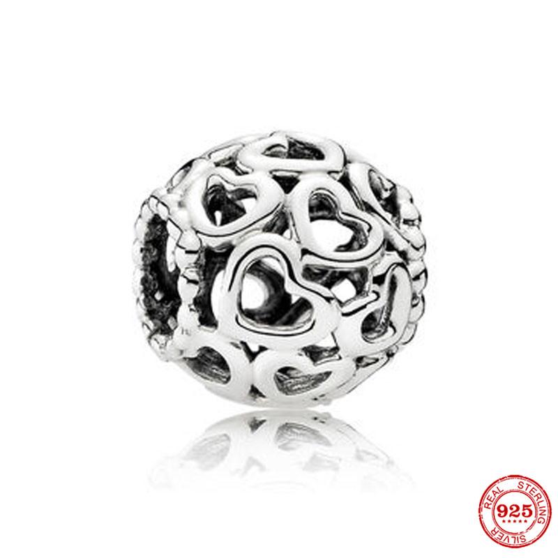 Classic Copperopenwork Love Hearts Woven Infinity Charm Bead For Women Fit Original Bracelet Diy Jewelry Gift