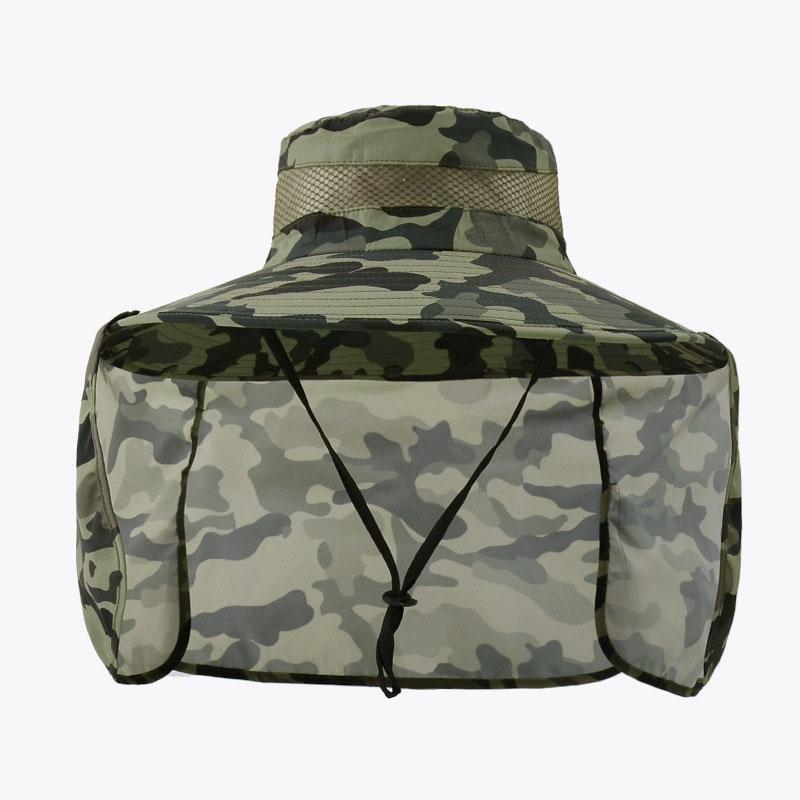 Outdoor Camouflage Bucket Hats With Neck Flap Women Men Summer Quick Drying UV Protection Sun Hat Removable Shawl Fisherman Caps