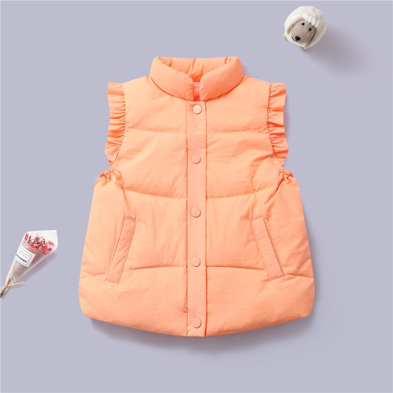 Girls' Lace Down Vest - Korean Style, Warm Autumn/Winter Jacket for Toddlers and Preschool Children