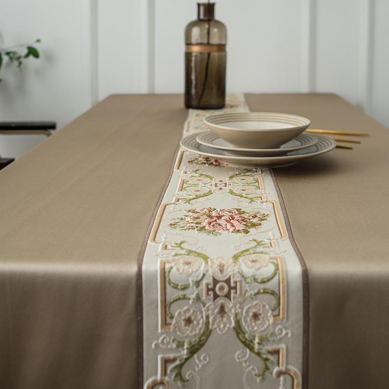 Light Luxury Classical Embroidered Table Flag Waterproof High-Precision Geometric Tablecloth Rectangular Coffee Table Tablecloth Dining Table Cloth