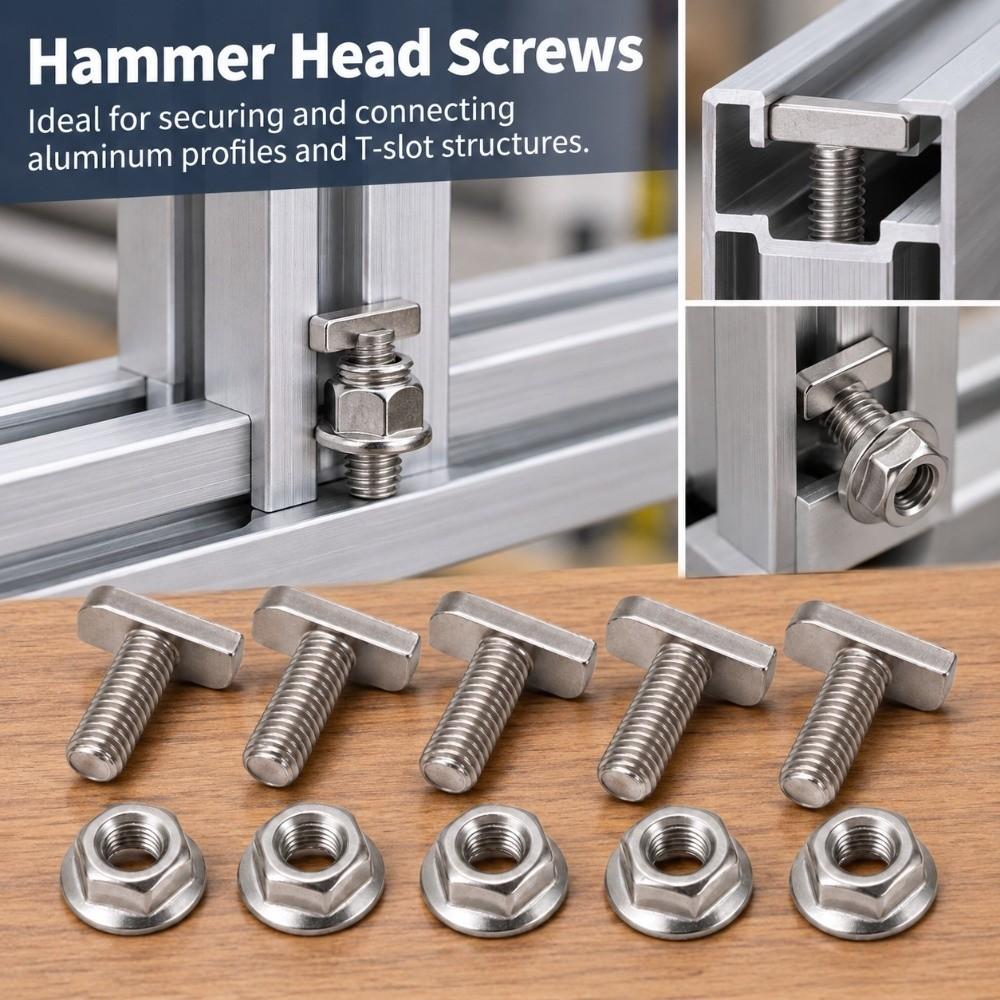20set Stainless Steel Hammer Head Screws Rust Resistant M8 Hammer Head Screws T Bolts Greenhouse