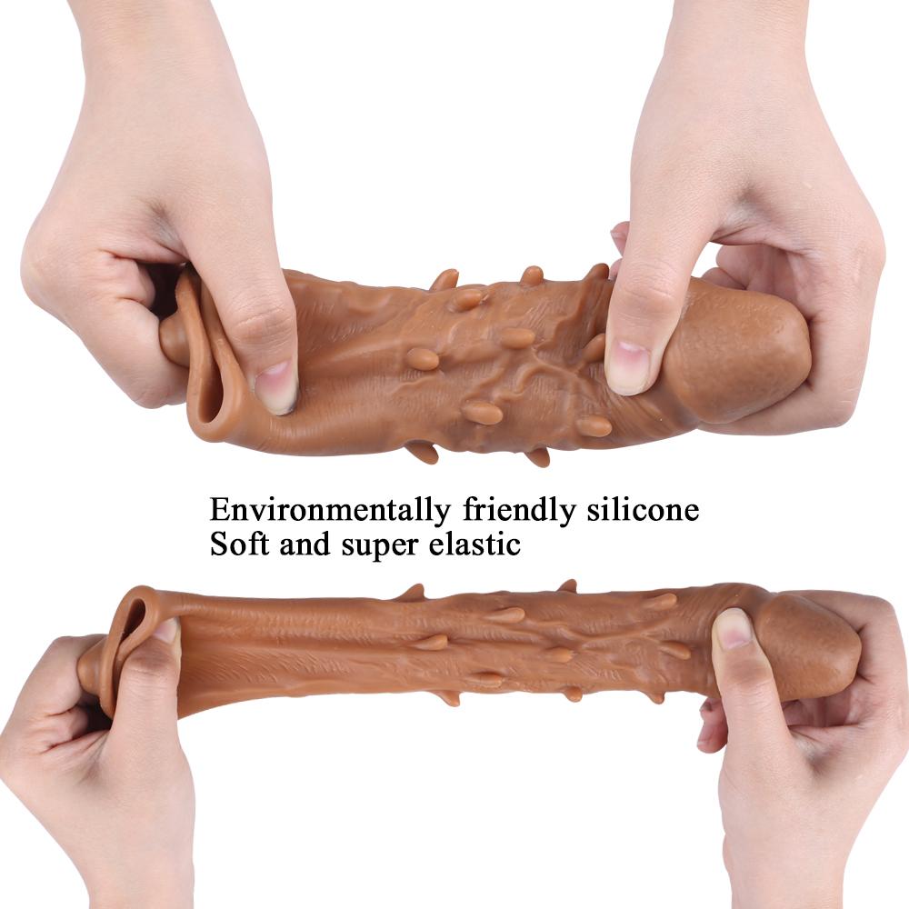 Realistic Penis Sleeve  Penis Extender Lifelike Cock Sleeve Penis Extension Penis Ring Enlarger Male Masturbator Adult Couples Sex Toys
