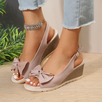 Sandalias de mujer cuñas hebilla de moda Peep Toe comodidad tacones altos ligeros sandalias de boda de oficina resistentes al desgaste para mujer