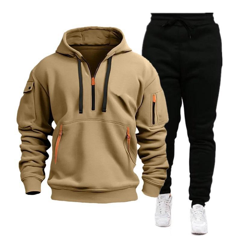 Spring and Autumn Sports Sweater Set Men's Zipper Hoodie Sportswear Set Sweater Sweatpants Set