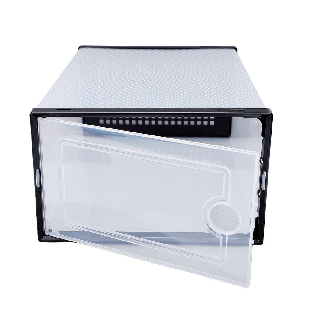 12 Pack Shoe Boxes Plastic Clear Stackable Shoe Storage Organizer Display Case with Lid for Closet Black Frame
