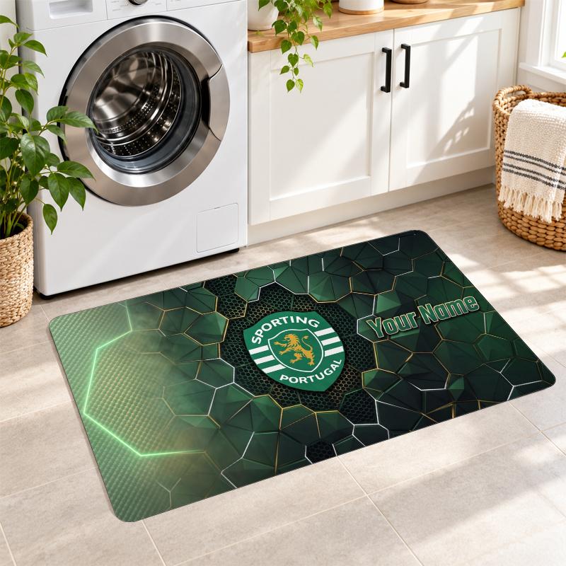 Sporting CP Custom Name Flannel Rug Kitchen Mat Non Slip Floor Carpet Personalized Home Decor