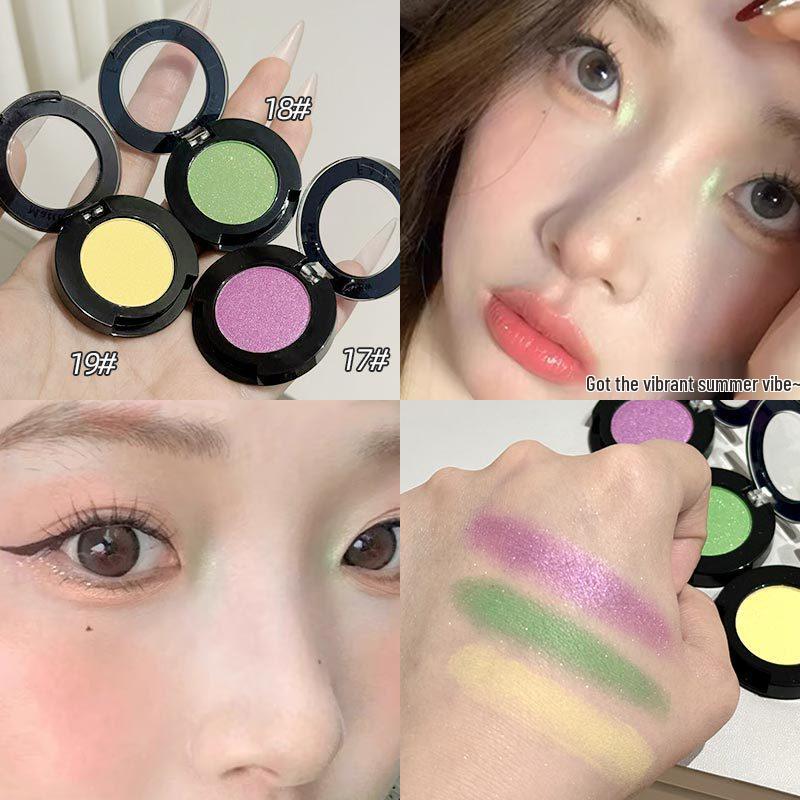 Fei Xi Single Color Eyeshadow & Highlighter Palette for Under Eyes, Inner Corners, & Face - Matte Blue, Green, Black, White.